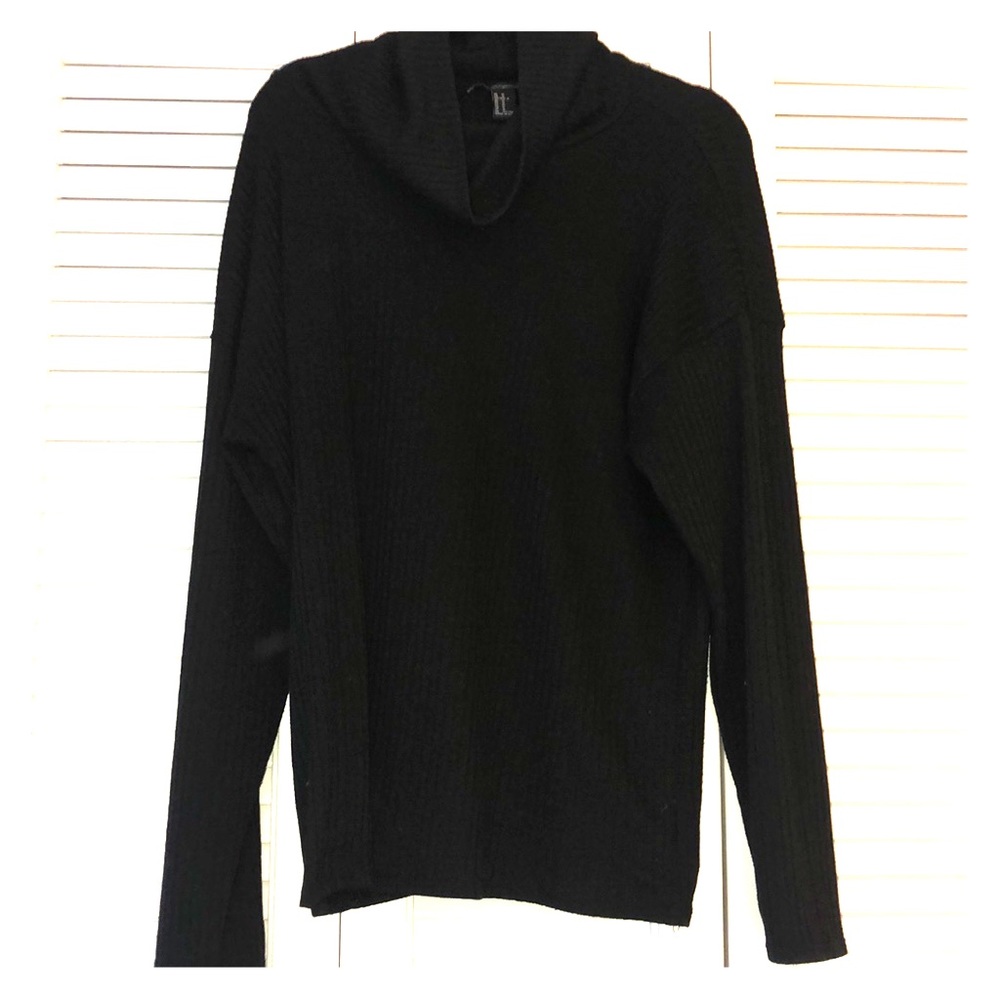 Black cowl neck grey sweater